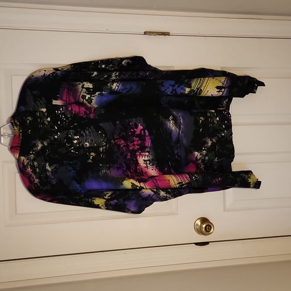 Carol Turner Art Block Button Front Poncho Style Top, sz OS - Picture 2 of 5